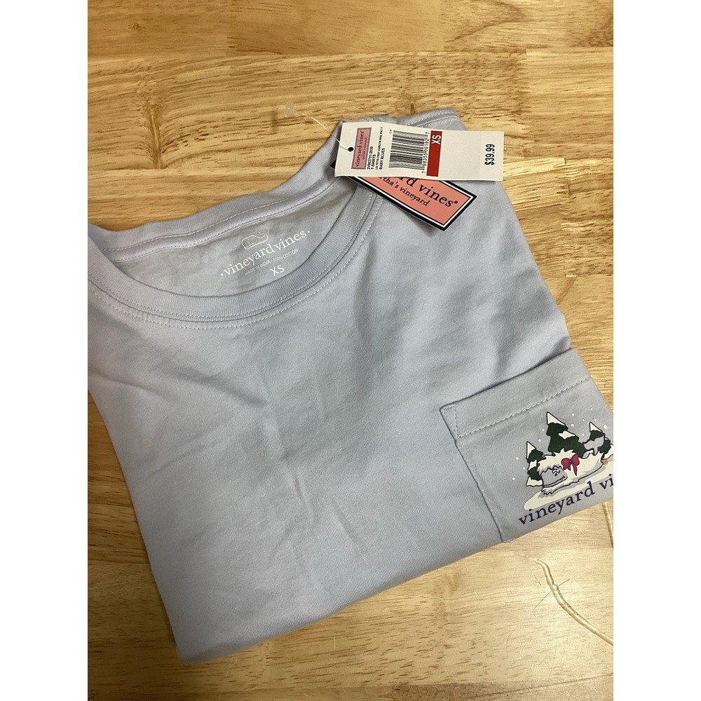 Ladies Vineyard Vines‎ Long Sleeved Yetis First Christmas Tree Pocket Tee XS
